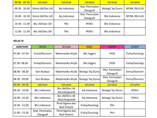 Jadwal PJJ TAHUN PELAJARAN 2021 - 2022